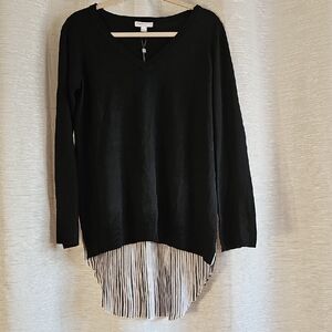 Katherine Barclay Black V-Neck Layered Women's Top